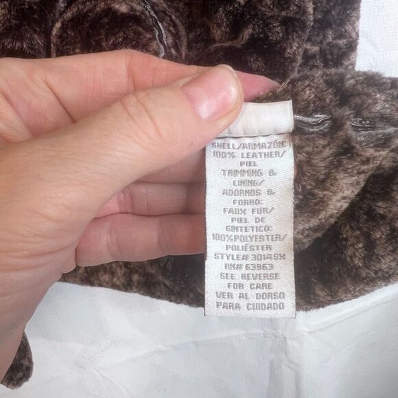 Genuine Leather & Faux Fur Sleeveless Vest Size Large Boho Western - Picture 7 of 11